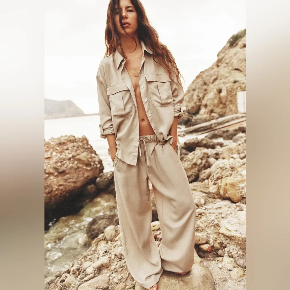 Zara wide leg pants, neutral